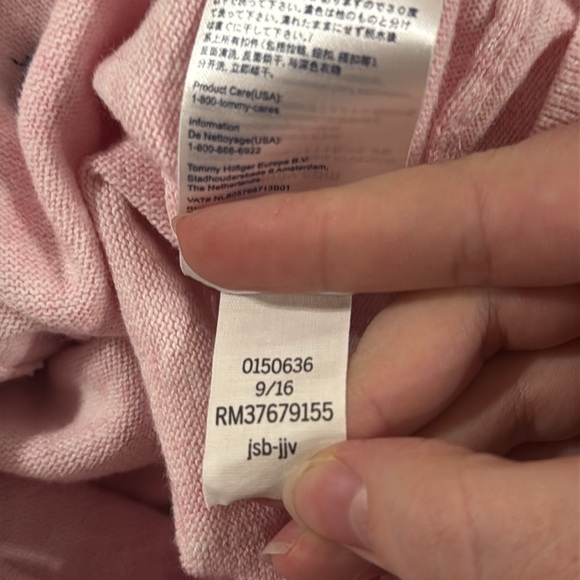 Tommy Hilfiger Light Pink Cardigan Navy Scattered Anchors print Size S - Picture 10 of 11